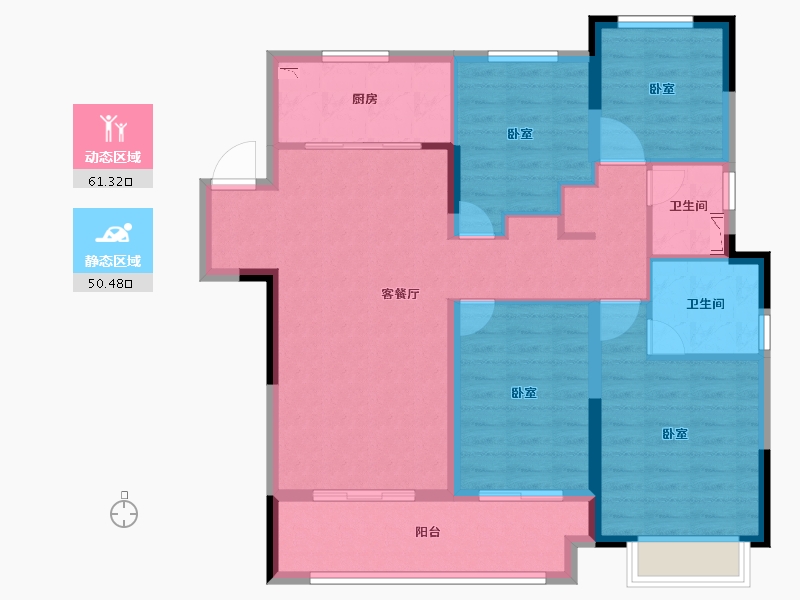 浙江省-嘉兴市-金地碧桂园风华四海-100.08-户型库-动静分区