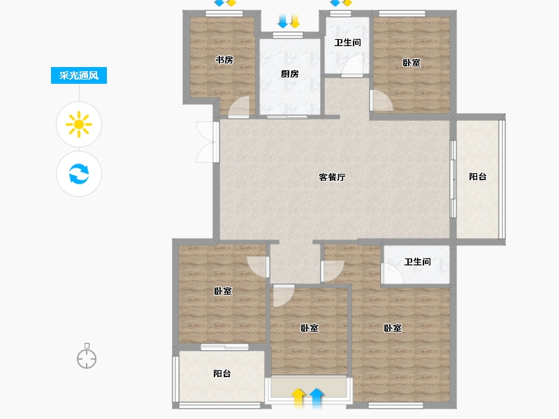 浙江省-金华市-明都星耀城-128.82-户型库-采光通风