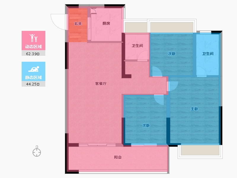 安徽省-滁州市-祥生昌建金麟府-96.00-户型库-动静分区