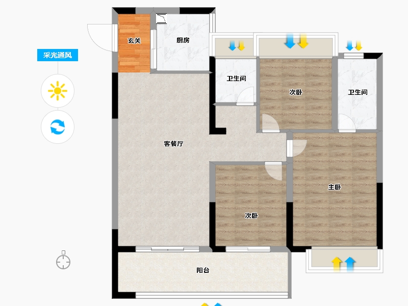 安徽省-滁州市-祥生昌建金麟府-96.00-户型库-采光通风