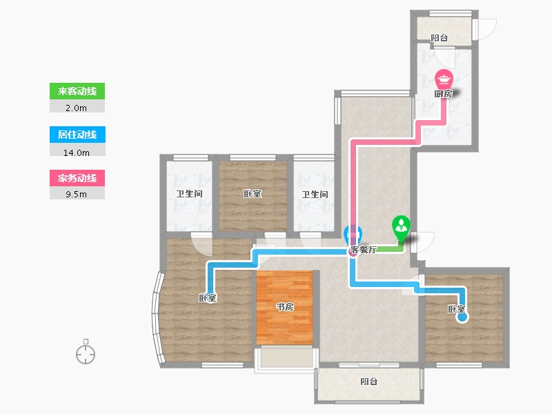 浙江省-温州市-润地巴厘九墅-104.00-户型库-动静线