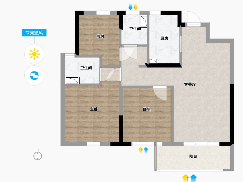 浙江省-宁波市-海风四季-78.00-户型库-采光通风