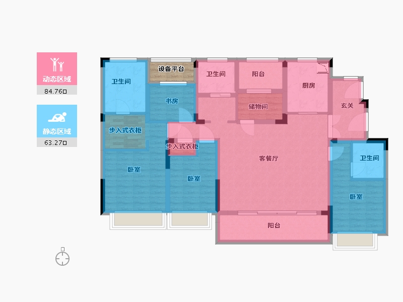 浙江省-湖州市-保利甲第风华府-134.00-户型库-动静分区