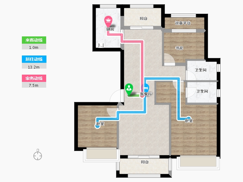 浙江省-宁波市-金色华府二期-86.86-户型库-动静线