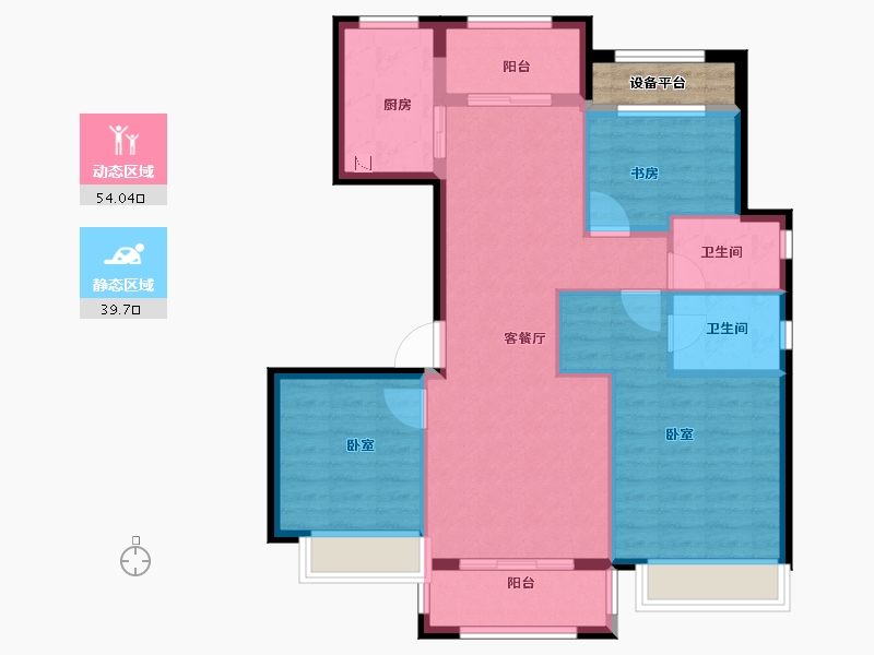 浙江省-宁波市-金色华府二期-86.86-户型库-动静分区