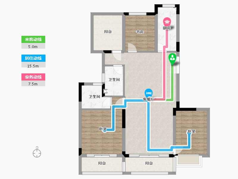 浙江省-湖州市-湖州恒大悦龙台-105.00-户型库-动静线