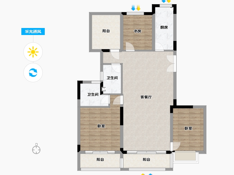 浙江省-湖州市-湖州恒大悦龙台-105.00-户型库-采光通风