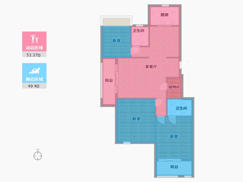 浙江省-温州市-东海华庭-93.00-户型库-动静分区