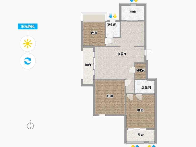 浙江省-温州市-东海华庭-93.00-户型库-采光通风