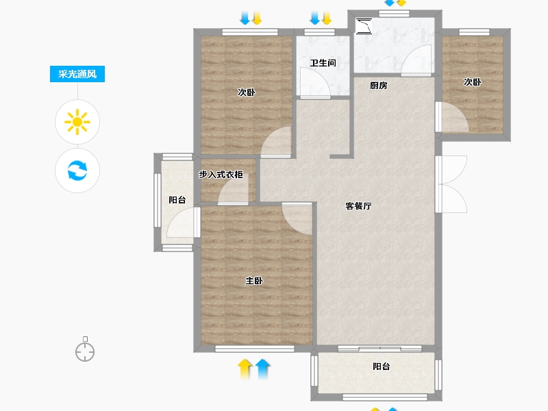 江苏省-徐州市-南湖御景-103.00-户型库-采光通风