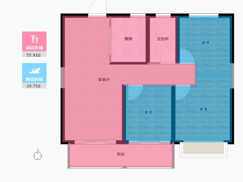 江苏省-宿迁市-华鸿·沁和园-84.00-户型库-动静分区