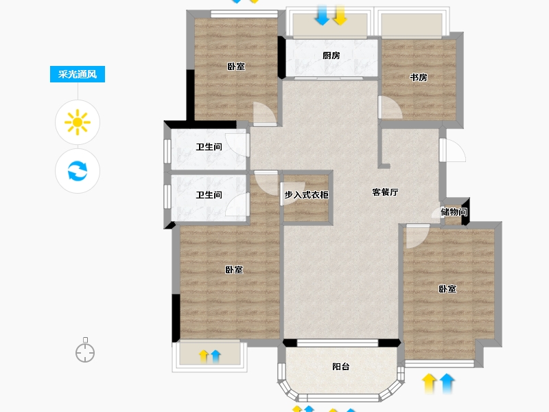 浙江省-杭州市-滨江旭辉万家之星-98.06-户型库-采光通风