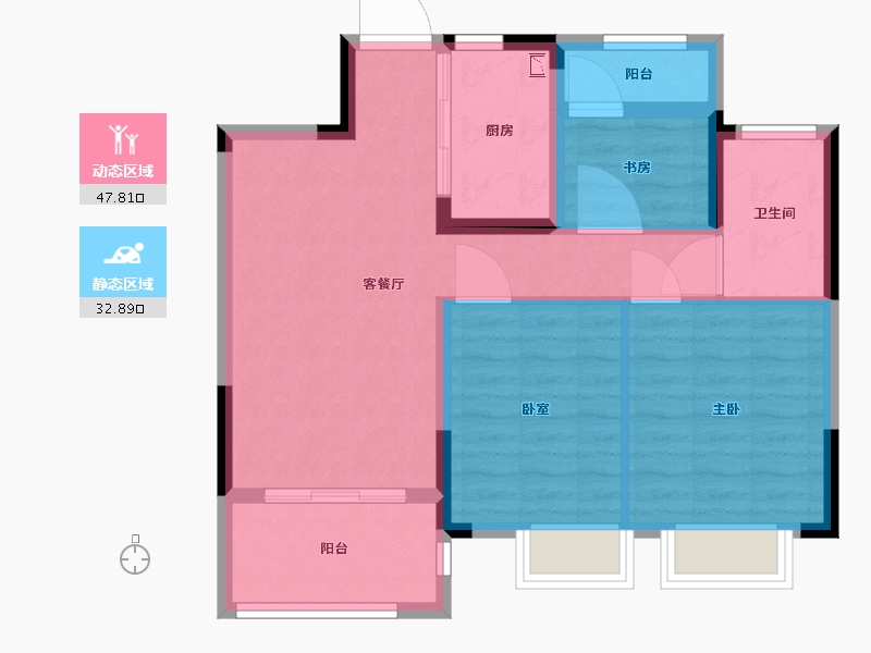 浙江省-宁波市-明洲锦绣桃源-72.00-户型库-动静分区