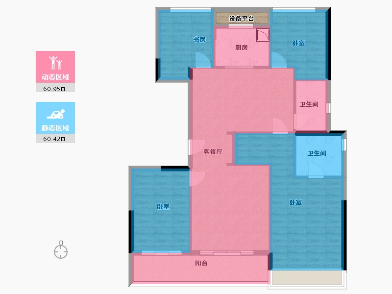 浙江省-杭州市-合景揽月臻翠府-111.53-户型库-动静分区