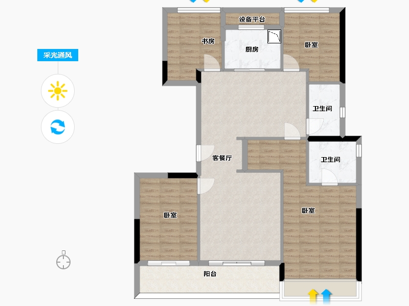 浙江省-杭州市-合景揽月臻翠府-111.53-户型库-采光通风