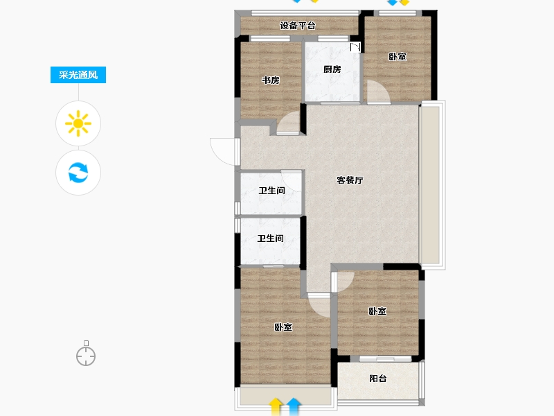 浙江省-杭州市-融信展望-106.00-户型库-采光通风