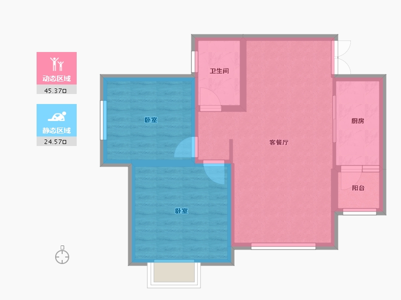 新疆维吾尔自治区-乌鲁木齐市-英伦国际-62.27-户型库-动静分区