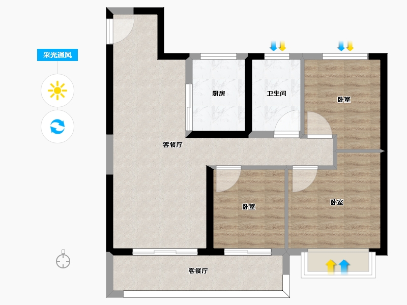 江苏省-南京市-都会澜岸-76.00-户型库-采光通风