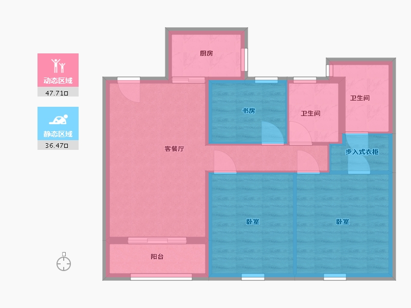 浙江省-温州市-宏地东瓯壹号-75.00-户型库-动静分区