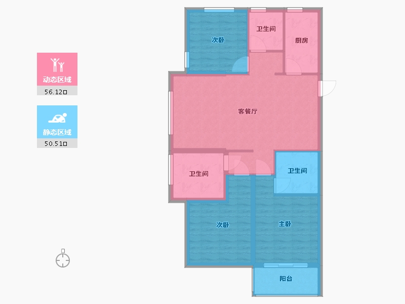 浙江省-温州市-华盟华瑞府-96.23-户型库-动静分区