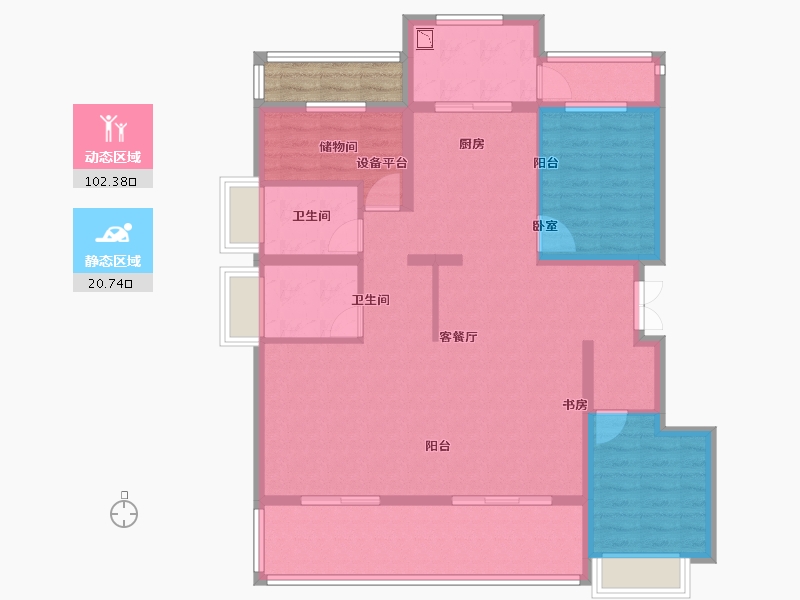 安徽省-合肥市-城建琥珀东华府-114.00-户型库-动静分区