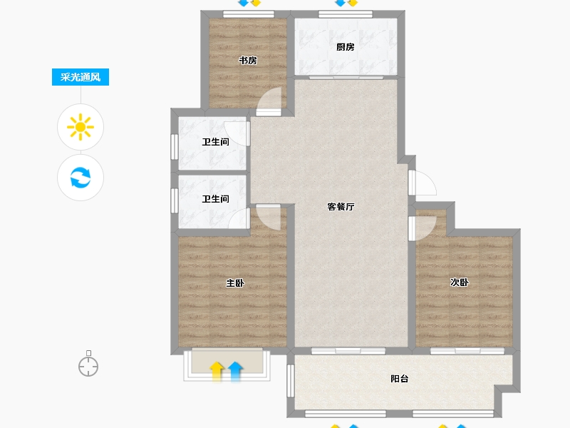 江苏省-徐州市-睢宁东城名郡-96.00-户型库-采光通风