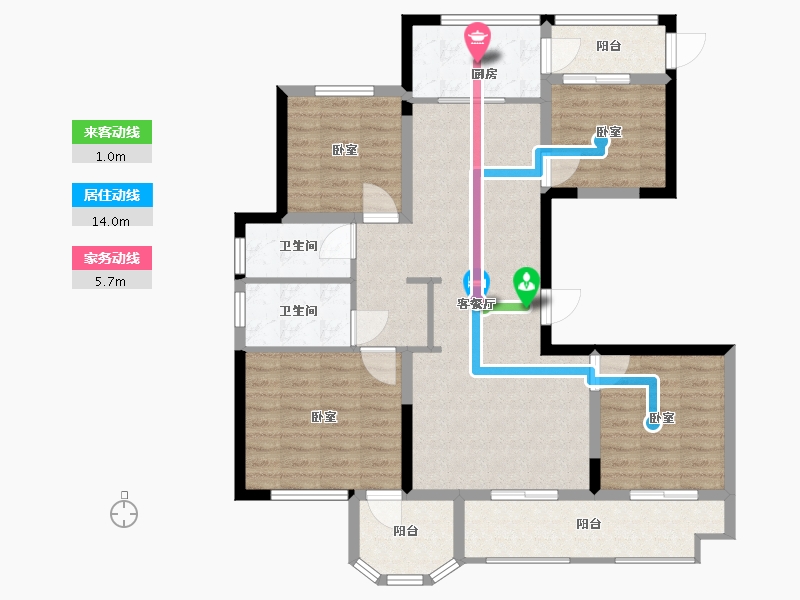 浙江省-温州市-三江立体城·凌江庭住宅-104.00-户型库-动静线