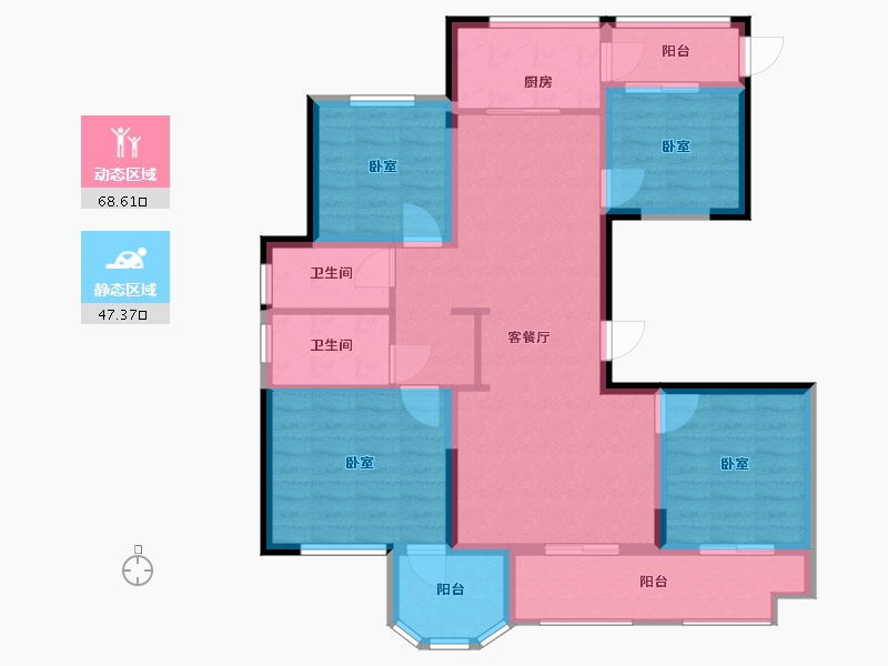 浙江省-温州市-三江立体城·凌江庭住宅-104.00-户型库-动静分区