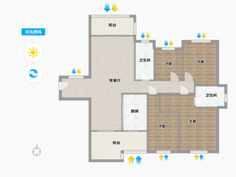 广西壮族自治区-桂林市-彰泰城市1号-131.00-户型库-采光通风