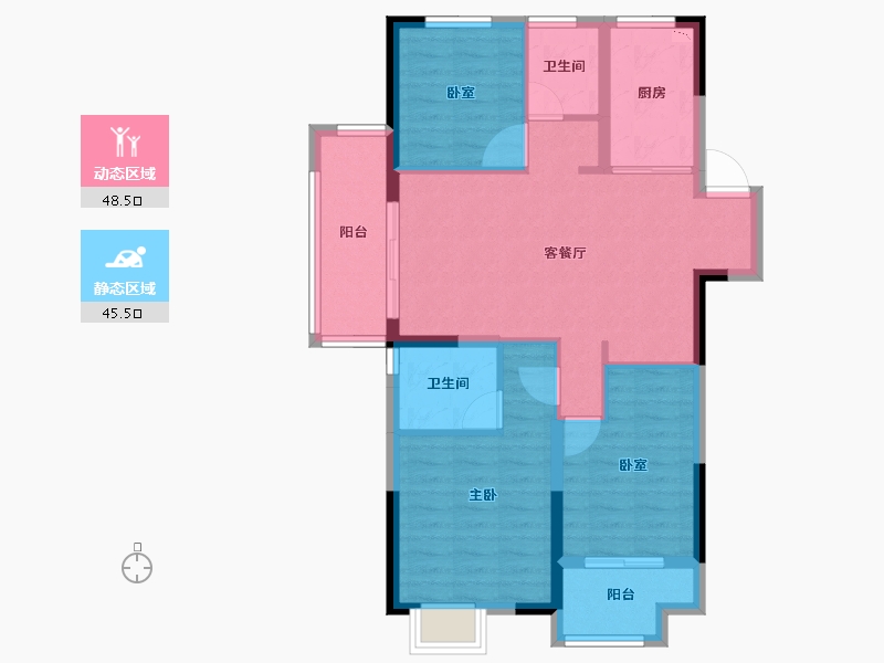 浙江省-嘉兴市-金地碧桂园风华四海-84.01-户型库-动静分区