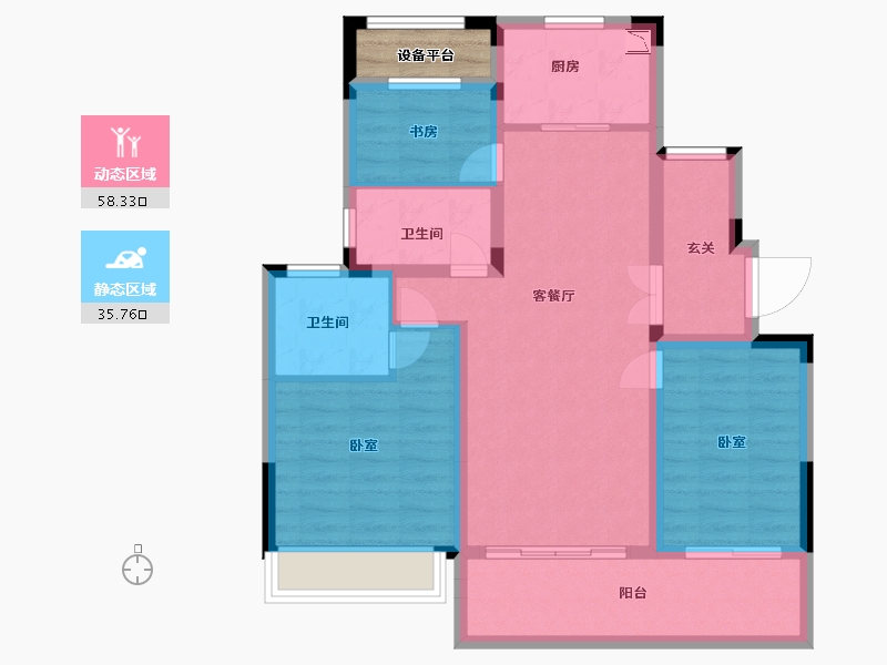 浙江省-湖州市-保利甲第风华府-86.00-户型库-动静分区