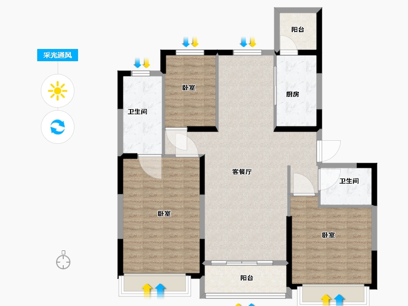 宁夏回族自治区-银川市-恒大城市小镇･珺睿府-112.00-户型库-采光通风