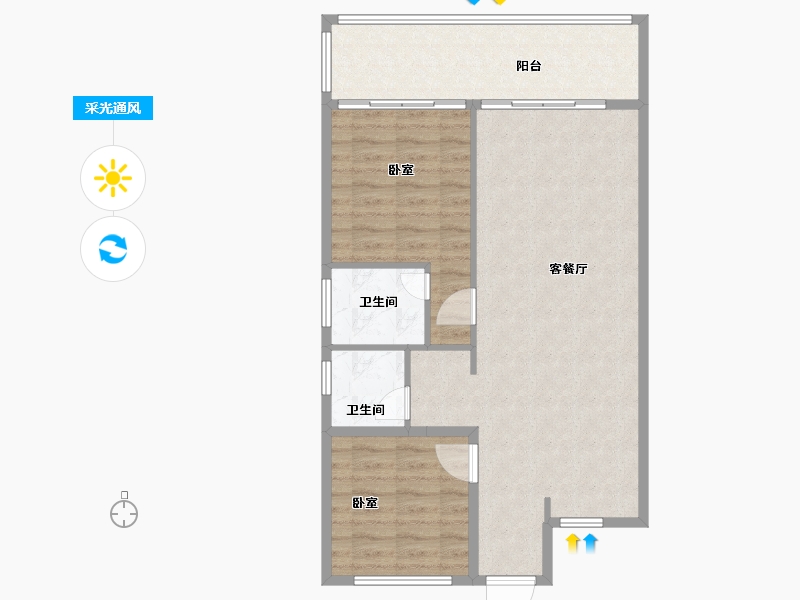 安徽省-芜湖市-绿地太平湖-77.89-户型库-采光通风