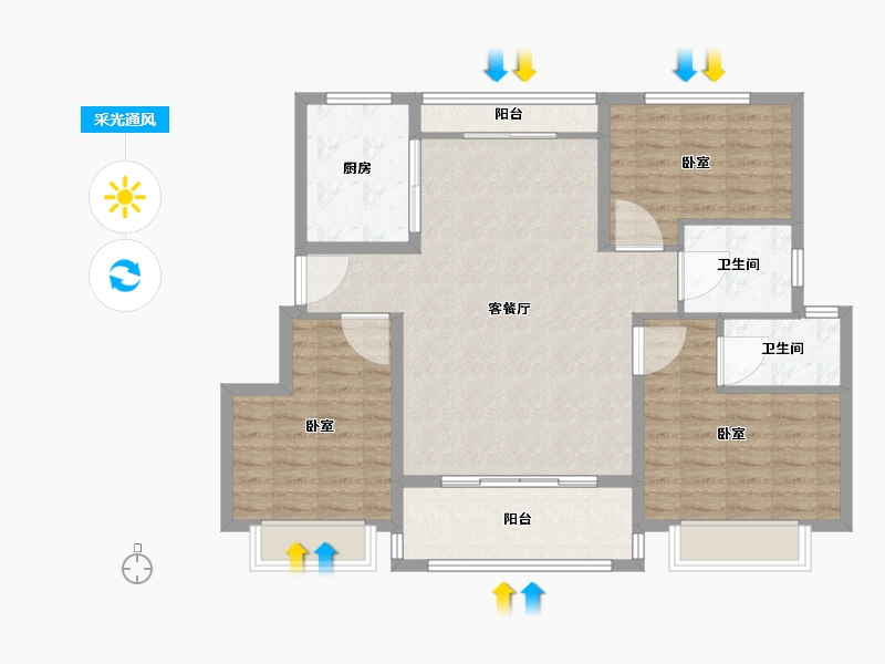 陕西省-宝鸡市-太白逸境-102.01-户型库-采光通风