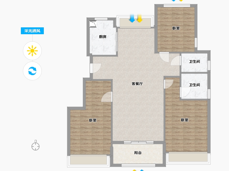 浙江省-温州市-华鸿阳光城翡丽公园-118.10-户型库-采光通风