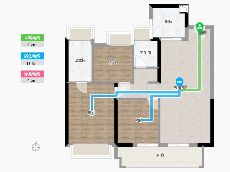 江苏省-南通市-万科海上明月-86.00-户型库-动静线