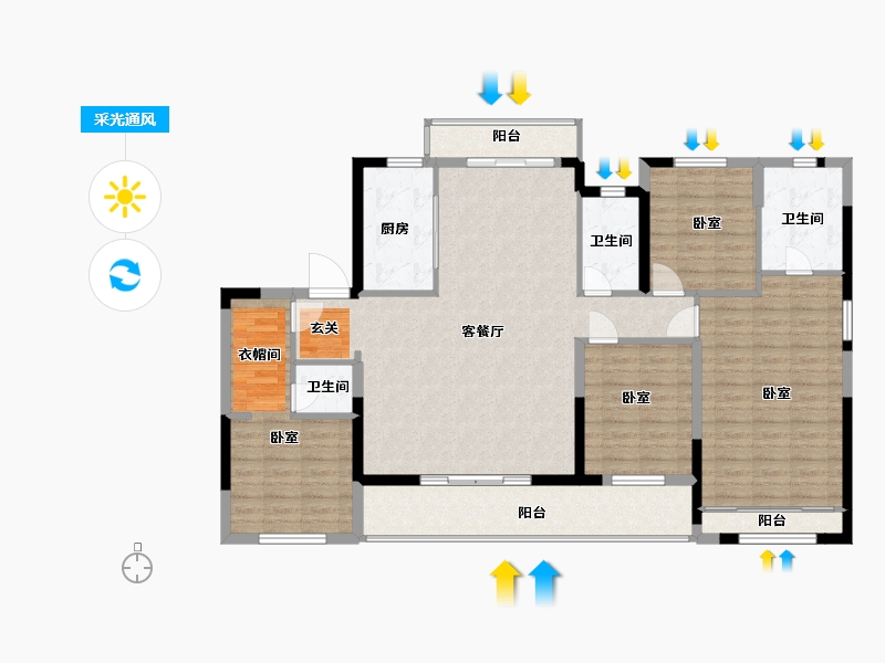 浙江省-温州市-中梁柏悦湾-132.00-户型库-采光通风