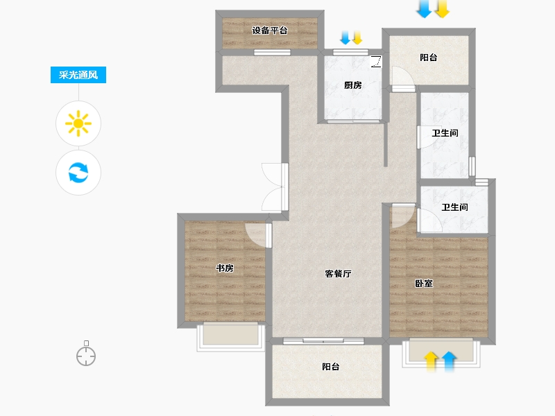 安徽省-合肥市-中国铁建悦湖国际-96.00-户型库-采光通风