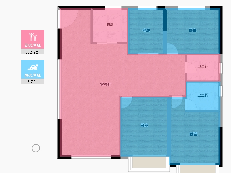 浙江省-嘉兴市-杭海学府-90.00-户型库-动静分区