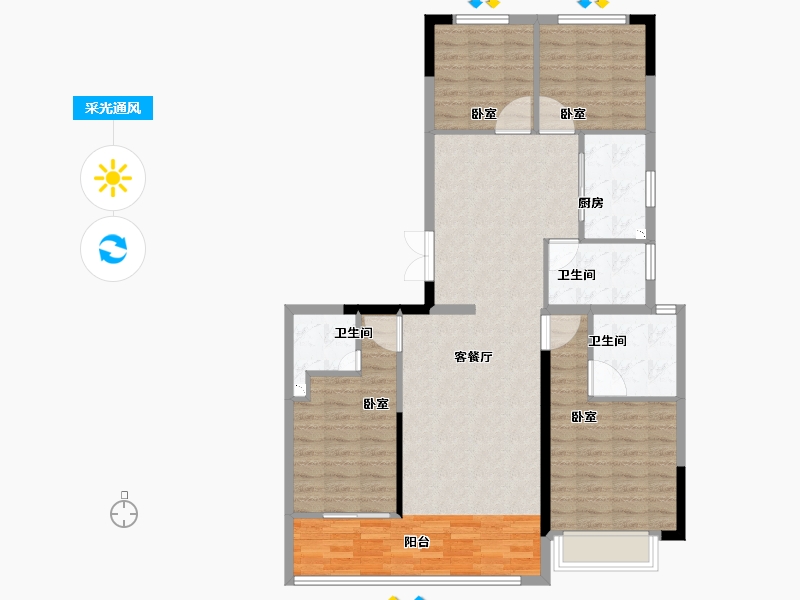 浙江省-金华市-永康一方万达广场-109.01-户型库-采光通风