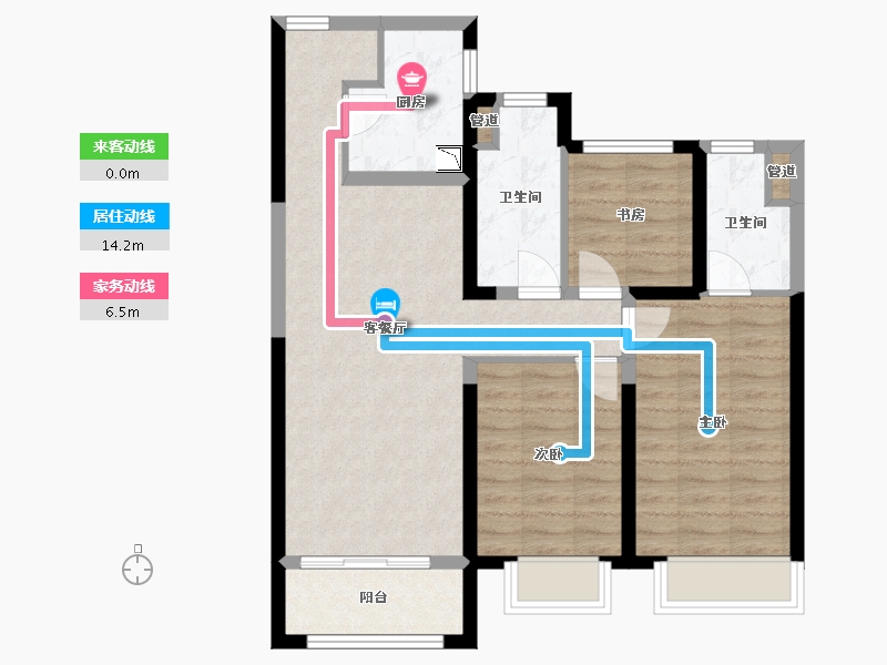 甘肃省-兰州市-富力兰州CBD-78.44-户型库-动静线