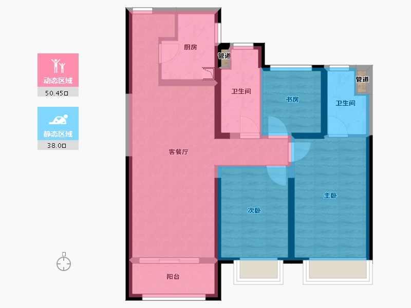 甘肃省-兰州市-富力兰州CBD-78.44-户型库-动静分区