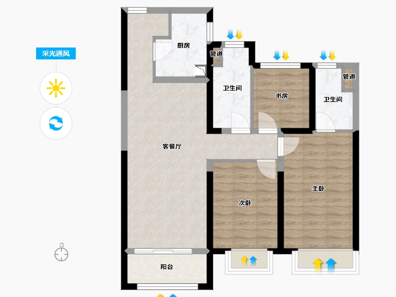 甘肃省-兰州市-富力兰州CBD-78.44-户型库-采光通风