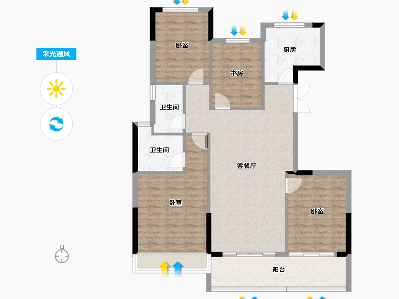 浙江省-金华市-明都星耀城-110.29-户型库-采光通风