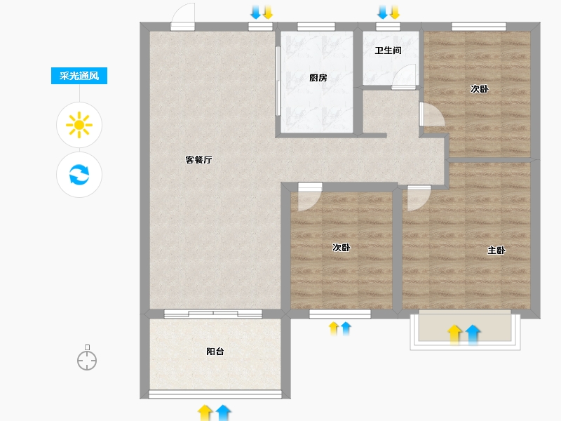 江苏省-徐州市-睢宁东城名郡-80.00-户型库-采光通风