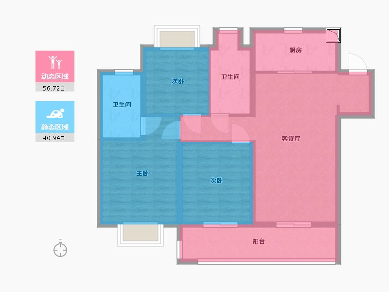 江苏省-南通市-融创·时代中心-87.00-户型库-动静分区