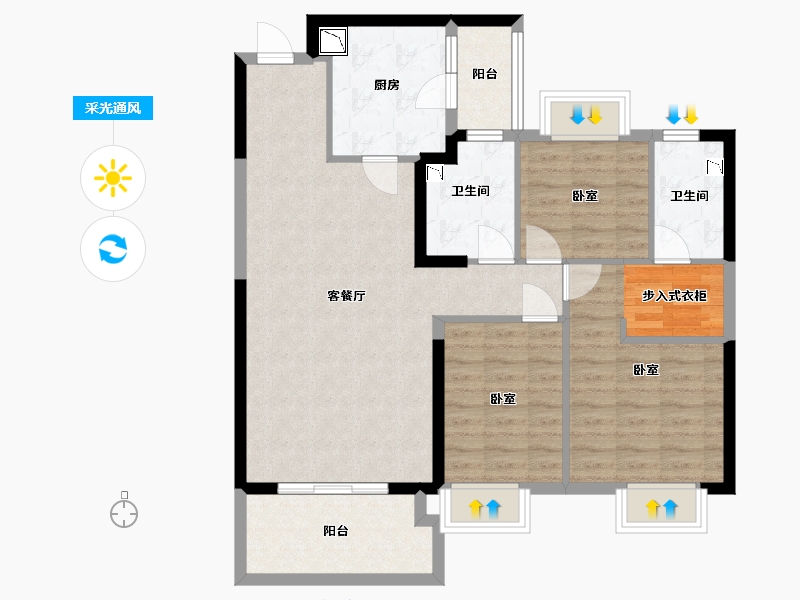 浙江省-湖州市-湖州恒大悦龙台-93.00-户型库-采光通风