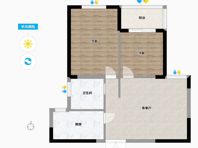 江苏省-淮安市-湖畔首府-69.90-户型库-采光通风