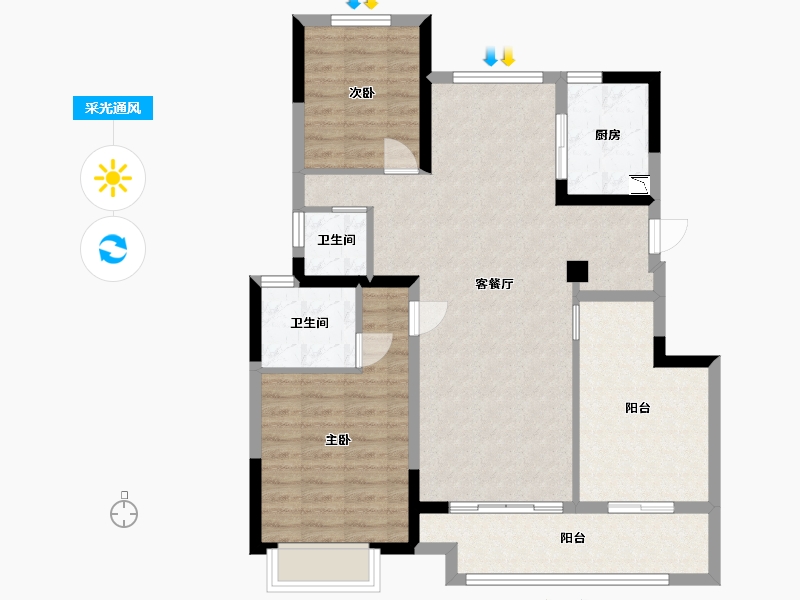 江苏省-淮安市-中南樾府-92.00-户型库-采光通风