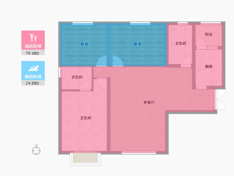 新疆维吾尔自治区-乌鲁木齐市-英伦国际-91.41-户型库-动静分区